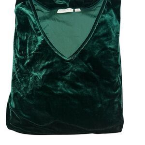 Susan Graver Womens 3X Knit Velvet Top Green Sequin Band Split 3/4 Sleeves NWT